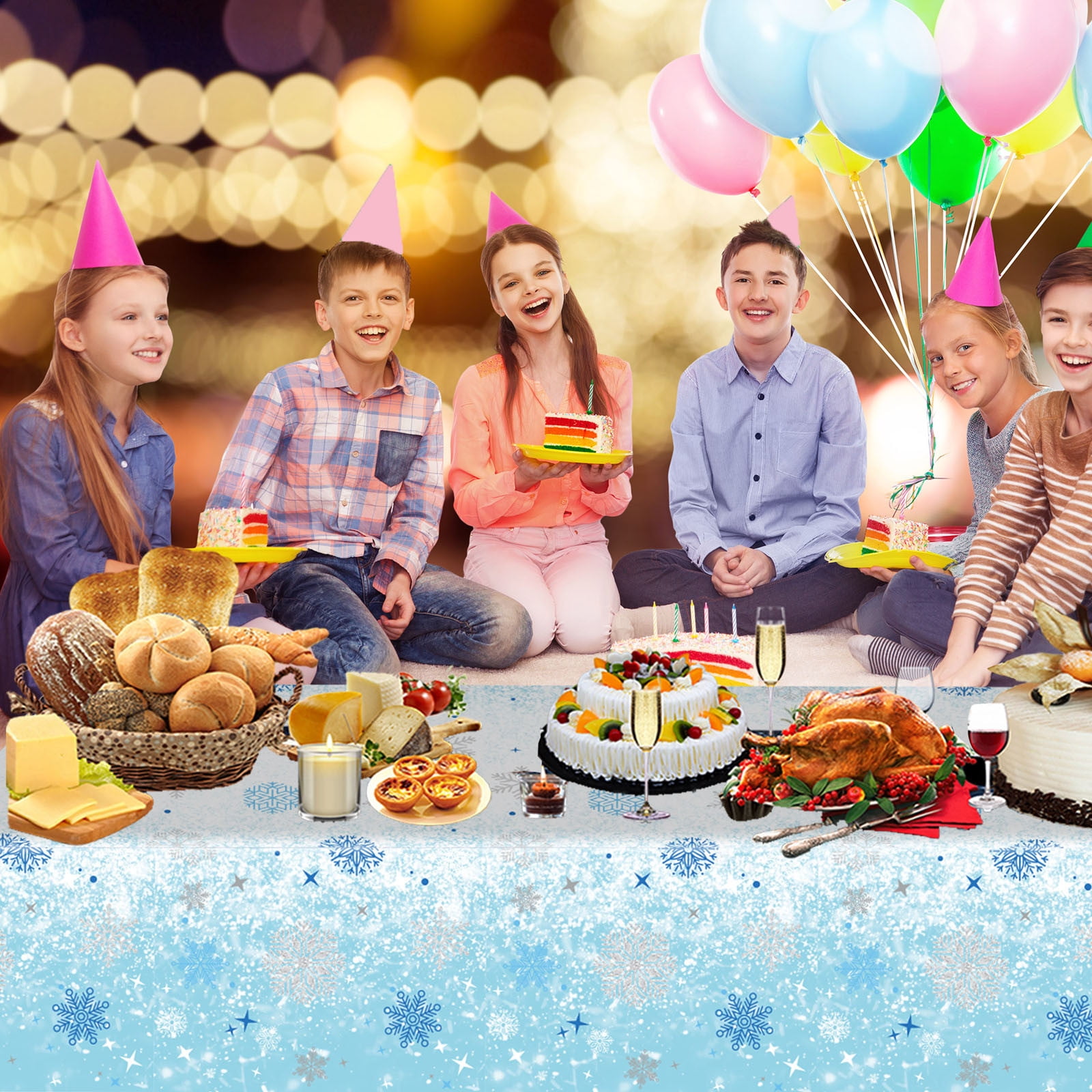 2 Pcs Christmas Tablecloth, 54*108 Inch Christmas Snowflake Tablecloth