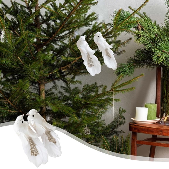 2 Pcs Christmas Tree Decoration Birds,5.9*1.57*1.57In,Glitter Artificial Birds,Sequin Clip On Bird For Wreath Crafts Wedding Decorations,Flocked Feathered Bird Ornaments,Mini Birds Diy Craft For Tree