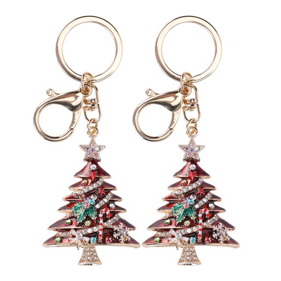 2 Pcs Christmas Tree Keychain Pendant Fahionable Cute Clothing Accessories Oranment