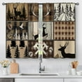 thumbnail image 1 of 2 Pcs Christmas Tree Kitchen Curtains Xmas Decor Window Curtain Winter Red Pattern Cafe Small Short Tier Window Curtains for Living Dining Room Decor, 28"x40", 1 of 5