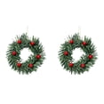 thumbnail image 1 of 2 Pcs Christmas Wreath with 6 Red Berries, Christmas Table Centerpieces, Mini Small Christmas Wreath, Kitchen Cabinet Table Decor, Xmas Pillar Ring Holder, Christmas Hanging Decoration,Green*2, 1 of 5