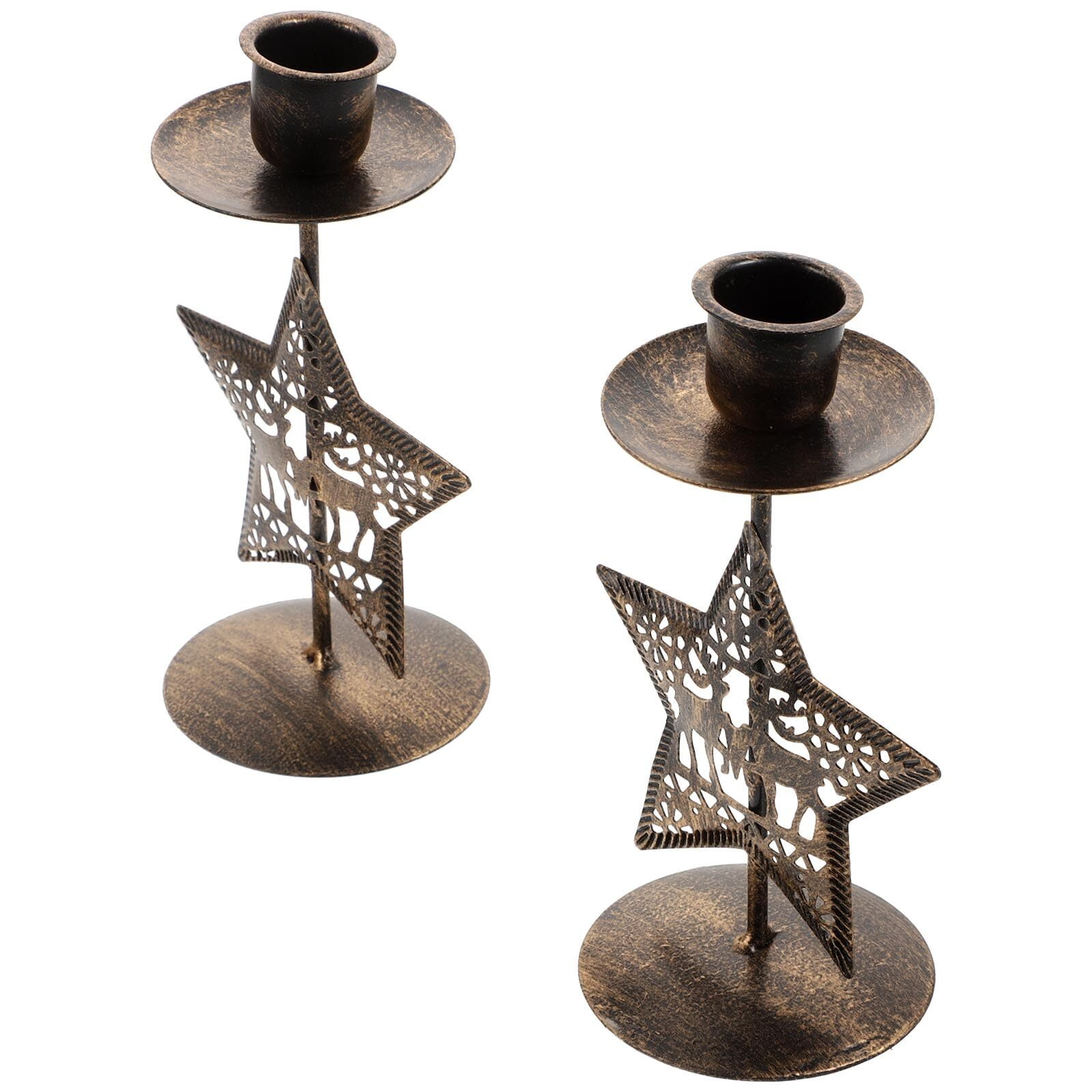 2 Pcs Christmas Wrought Iron Candle Holder Candlesticks Retro Candle ...