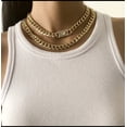 thumbnail image 1 of 2 Pcs Chunky Chain Necklace Inlaid Shiny Rhinestone Adjustable Hip Hop Style Punk Necklace Set, 1 of 5