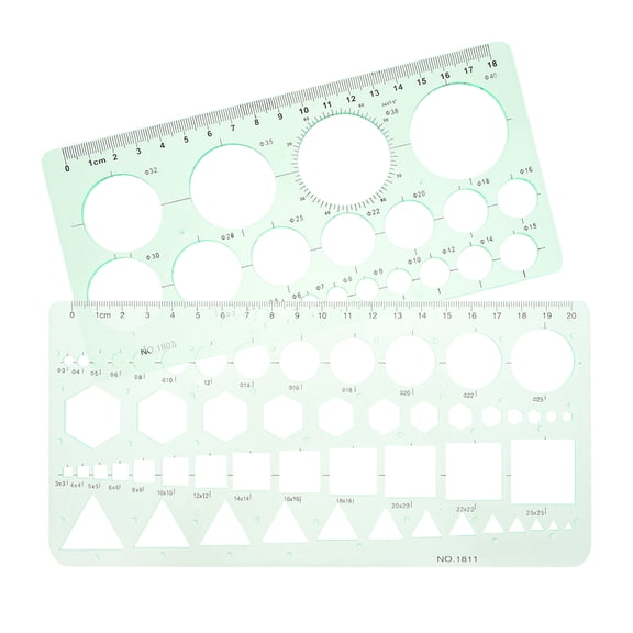 2-Pack Transparent Circle Templates Ruler for Drawing and Painting, Plastic Stencil for Art and Craft Projects
