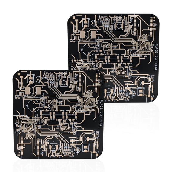 2 Pcs Circuit Board Coasters Coasters for Drinks in PCB-Design Black Immersion Gold Circuit Board Coasters for Men Funny Drink Coasters for Party Bar Office Geek Men Nerd Engineer Gifts (2 x Black)