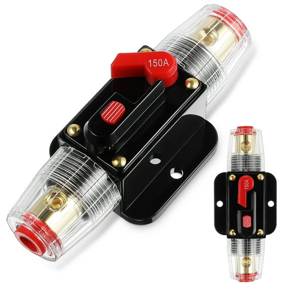 2 Pcs Manual Current Reset Car Speaker Fuse Holder Overload Inverter 150A
