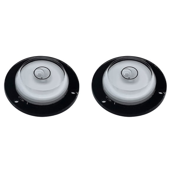 2 Pcs Circular Level Bubbles, Acrylic Horizontal Bubble Level for Boats Caravans Scaffolding Pool Tables, Precision Measuring Kit(Black)