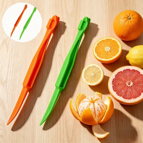 2 Pcs Citrus Peeler Tool, Lemon Orange Peel Remover, Multifunctional Fruit Skin Slicer, Handheld Citrus Opener Kitchen Gadget(Green,Orange)