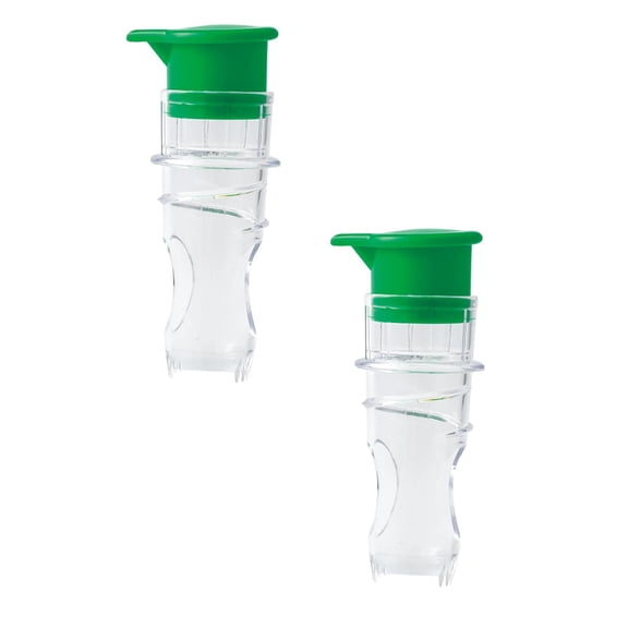 2 Pcs Citrus Tap Portable Lemon Juicer Faucet Lime Squeezer, Juice Extractor Lemon Squeezer Screw Top Manual Lime Juice Extractor Clear with Lid Built-In Filter for Cocktails, 3.22 Inch, Green