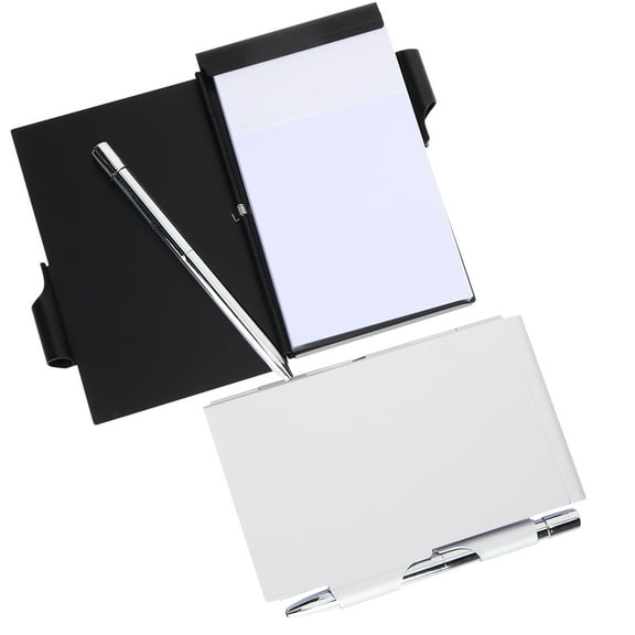 2 Pcs Clamshell Notebook Pocket Metal Memo Office Notepad Refillable Small Notebooks Pads
