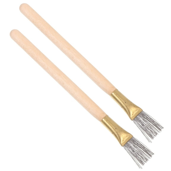 2 Pieces Polymer Clay Sculpting Brush Wire Tools Sgraffito for Brown