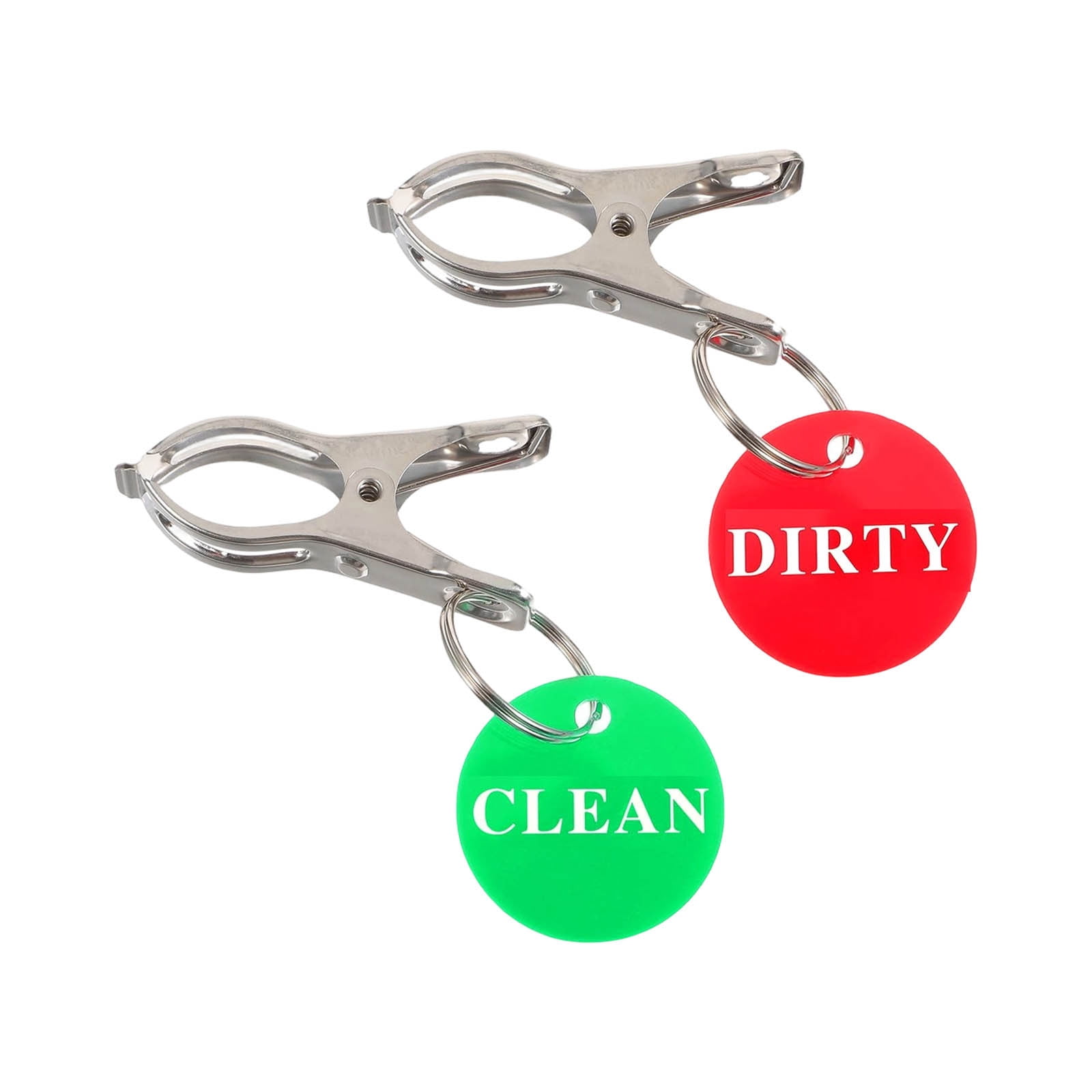 2 Pcs Clean Laundry Indicator Clips, Red Green Signs for Washer Dishwasher & Baskets, Metal Household Labels