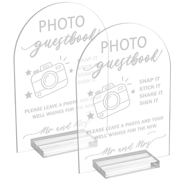 2 Pcs Clear Acrylic Wedding Signs 5x7 Inch Modern Wedding Signage Photo Guest Book Sign for Wedding Ceremony Reception