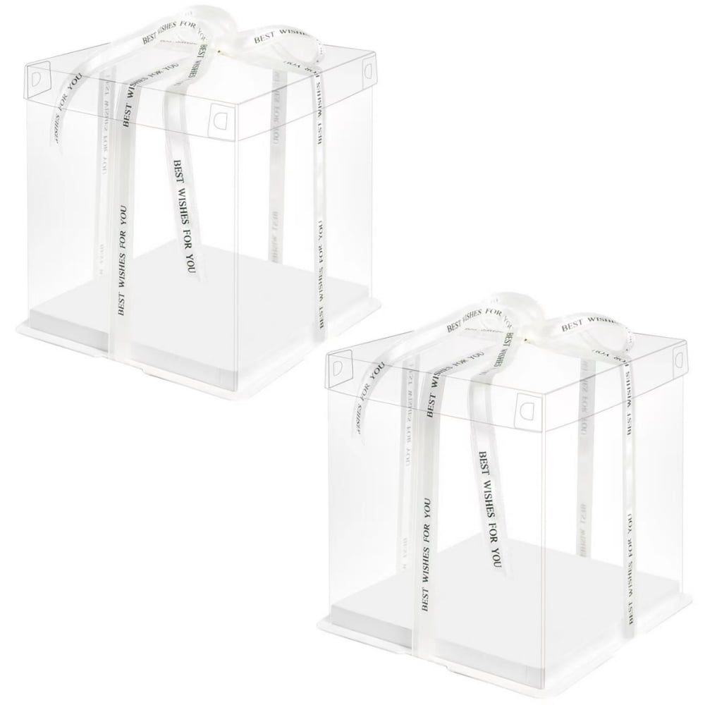 2 Pcs Clear Cake Boxes, Dingrich 11 x 11 x 9 inch Tall Cake Boxes Large