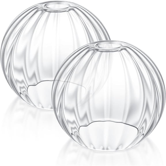 2 Pcs Clear Glass Globe Lamp Shade Replacement E26 E27 Base 1-5/8 Inch (1.65 Inch) Fitter, 8" Diameter for Lighting Fixture Ceiling Light Cover Wall Floor Lamp Chandeliers Island Pendant Light