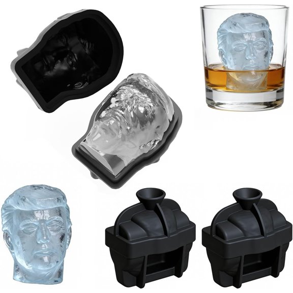 2 Pcs Clear Ice Cube Maker, Funny Head Design Whiskey & Cocktails & Bourbon Ice Cube Mold, Easy-Release Clear Ice Maker, Whiskey/Christmas/Birthday Gift for Men/Dad