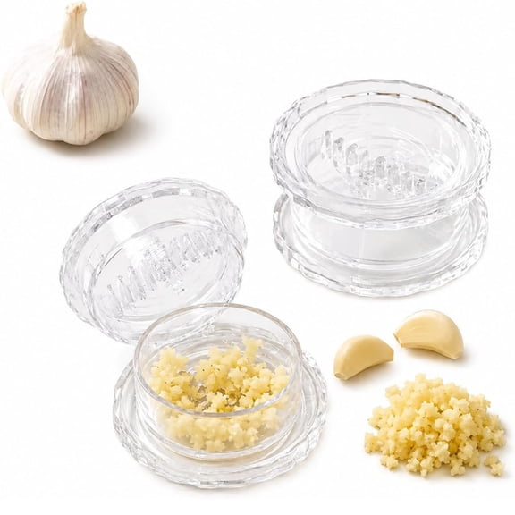 2 Pcs Clear Manual Garlic Twister and Ginger Mincer Tool, Manual Garlic Twister and Crusher for Garlic, Chili, Onion and Nuts, Compact Kitchen Gadget