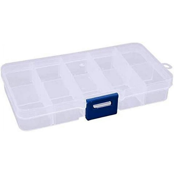 2 Pcs Clear Plastic Compartment Storage Box with Adjustable Divider Removable Grid Compartment for Crafts, Bead, Fishing Tackle Storage