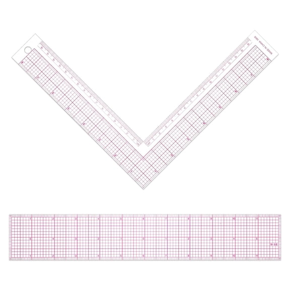2 Pcs Clear Sewing Ruler, Transparent L-Square Rule&12 Inch Plastic Fabric Ruler 8.5 Square Framing Measuring Tool 90 Degree Right Angle Rulers for Pattern Grading Making