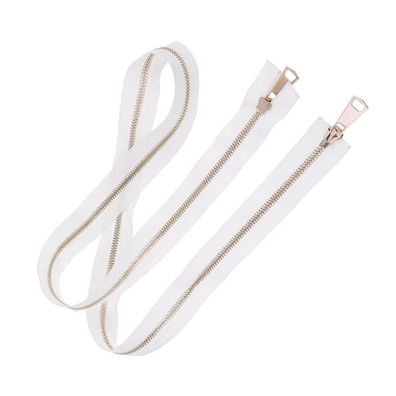 Toyandona 2Pcs White Metal Zipper Double Side Design for Sewing Cloth Bags and Crafts