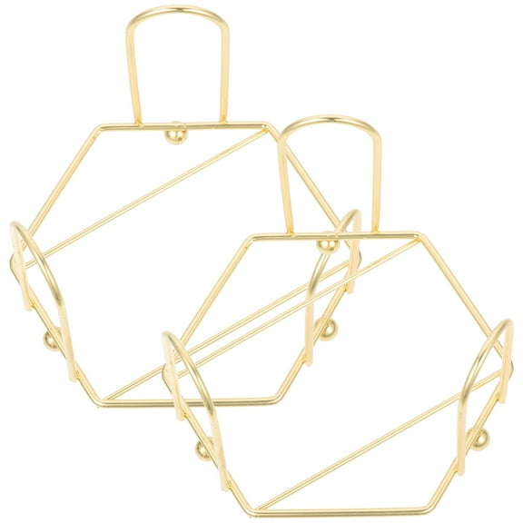 2 Pcs Coaster Storage Rack Easel Round Cup Coasters Tablet Holder Stand Golden