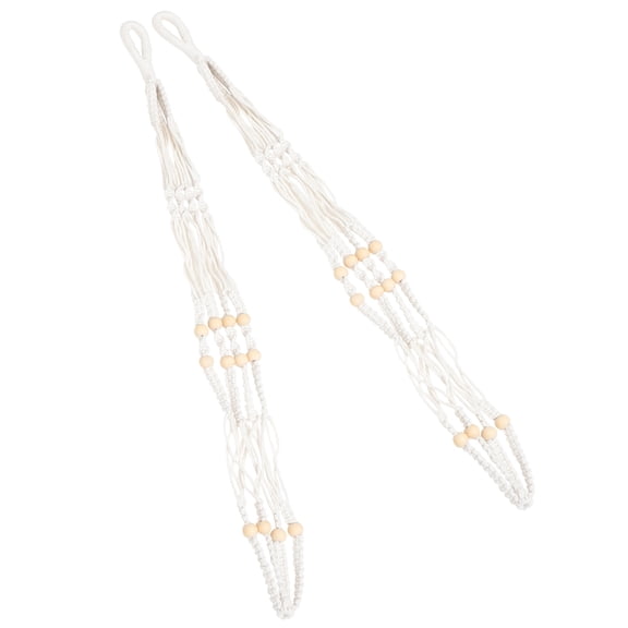 MEIBUTYUP Macrame Plant Hanger Kit Beige Cotton for Living Room Bedroom 2Pcs