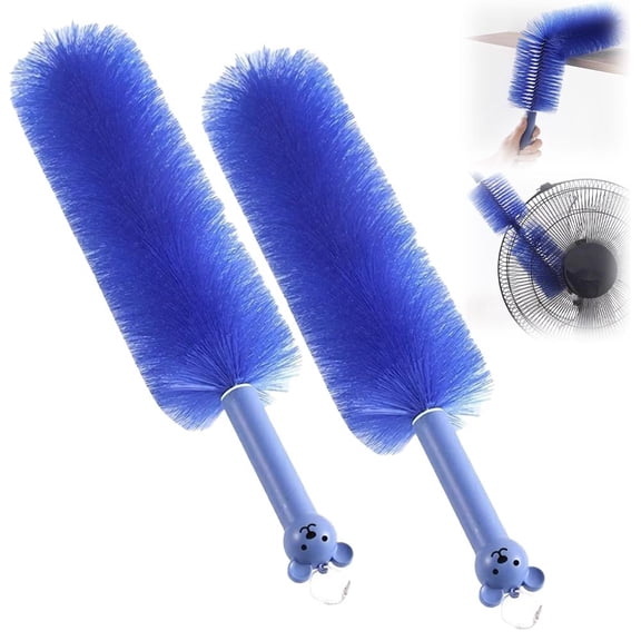 2 Pcs Cobweb Duster Bendable Fan Duster Microfiber Head Ceiling Brush Plastic Dust Cleaner Reusable Dirt Remover for Fan