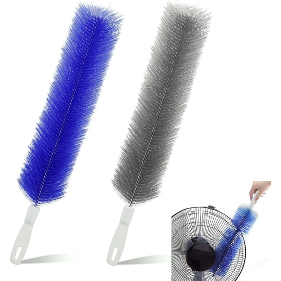2 Pcs Cobweb Duster, Bendable Fan Duster, Plastic Fan Cleaner Brush,Microfiber Head Dusting Brush, Reusable Dust Remover for Air Conditioning Shutters,Ceiling Fan Blades,Air Vents, Curtains, Cars