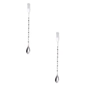 2 Pcs Cocktail Mixing Spoon, Stainless Steel Mixing Spoon, Spiral Pattern Bar Cocktail Shaker Spoon 12.4"