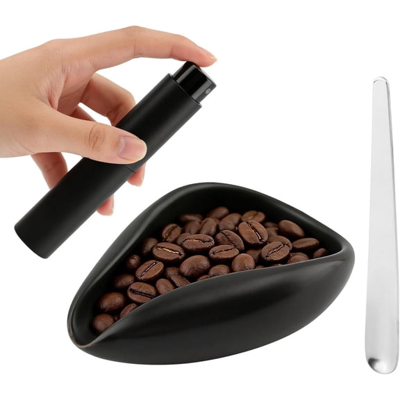 2 Pcs Coffee Bean Dosing Cup (25g) with Spray Bottle Set, Ceramic Espresso Tools for Precise Measuring & Static Control, Perfect for Home & Cafe Use