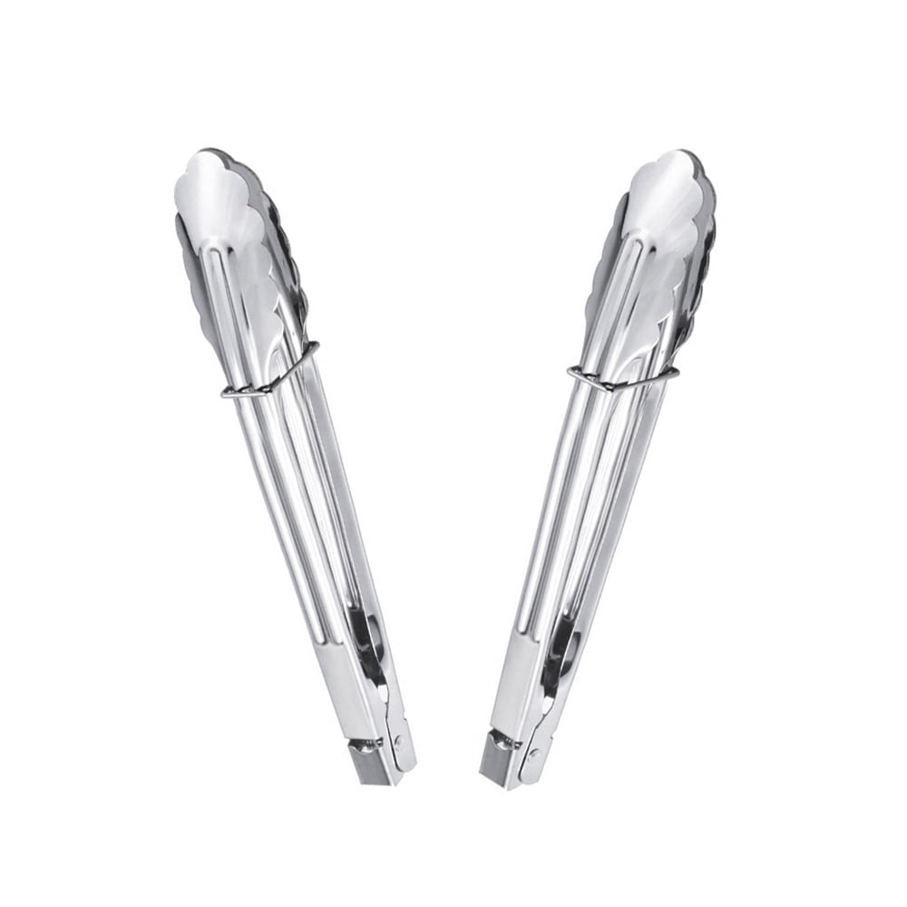 2 Pcs Coiled Spring Heavyweight Stainless Steel Utility Tong，for Barbecue Salad Bread Meat Food Clips(11inch)