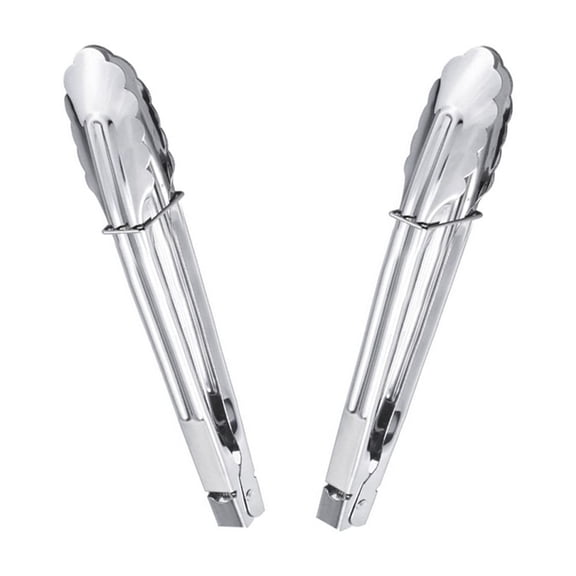 2 Pcs Coiled Spring Heavyweight Stainless Steel Utility Tong,for Barbecue Salad Bread Meat Food Clips(9inch)