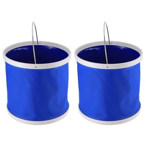 2 Pcs Collapsible Camping Fishing Bucket - 9L Durable Pop Up Water Container for Car Washing, Boating or Other Outdoor Activities - Foldable, Blue