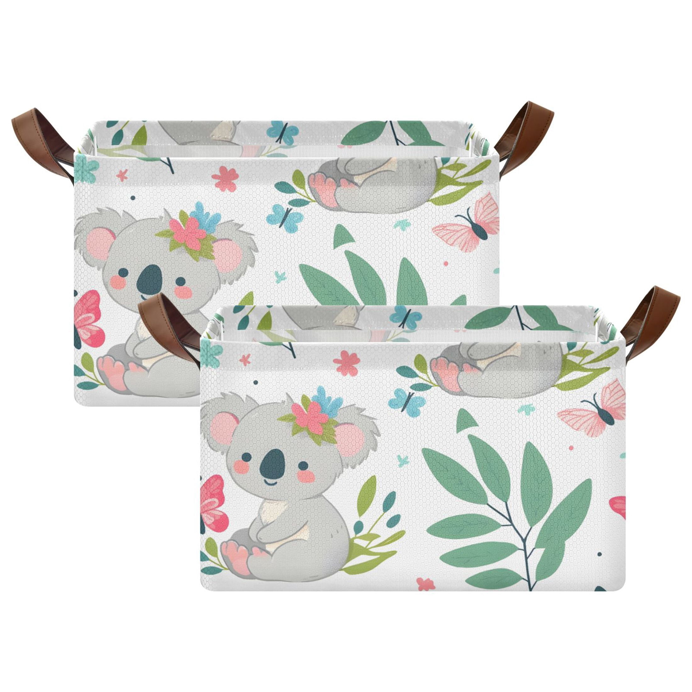 2 Pcs Collapsible Storage Bins Fabric Shelf Baskets with Handles Closet