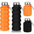 thumbnail image 1 of 2 Pcs Collapsible Water Bottles 16.67oz Silicone Travel Foldable Portable Water Bottle with Buckle Silicone Lightweight Reusable Leakproof for Camping Hiking Cycling Sport (blue purple), 1 of 7