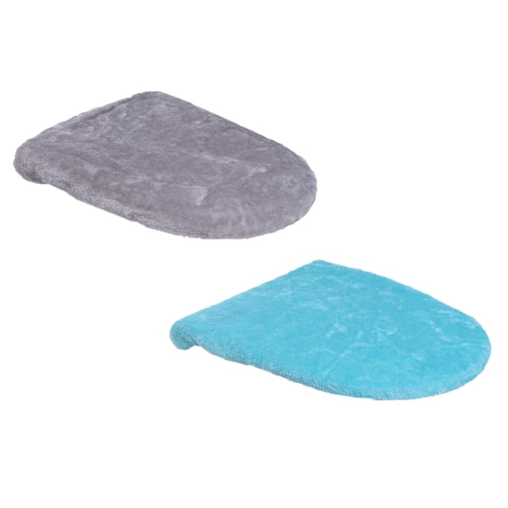 2 Pcs Color Toilet Lid Cover Solid Bathroom Toilet Lid Cover Microfiber Elongated Toilet Seat Cover Machine Washable Solid Toilet Lid Cover Fits Most Lids, 18.11"x19.68", Light Ashy and Light Blue