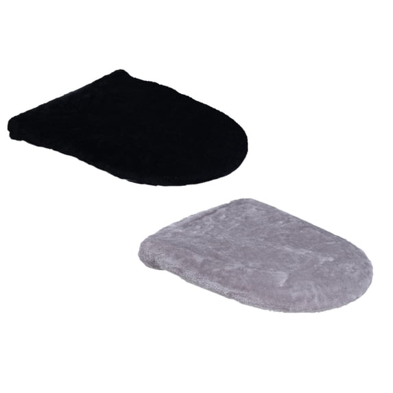 2 Pcs Color Toilet Lid Cover Solid Bathroom Toilet Lid Cover Microfiber Elongated Toilet Seat Cover Machine Washable Solid Toilet Lid Cover Fits Most Lids, 18.11"x19.68", Black and Light Ashy