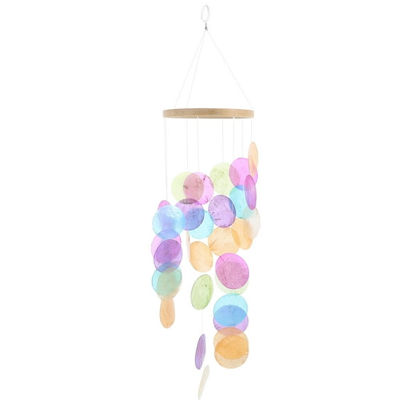 Set of 2 Colorful Seashell Wind Chimes with , Outdoor Home Decoration, Kids Friendly Bell
