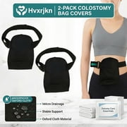 2Pcs Colostomy Bag Covers Waterproof Ostomy Bag Adjustable Ileostomy Bag Reusable Ostomy Pouch Lightweight Stoma Pouch Cover for Women Men Black