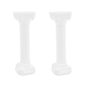 2 Pcs Columns and Pillars, White Pillars for Wedding Roman Column Set, Columns Plastic Greek Roman Column Pedestal Stand, Flower Pedestal for Party Event Decoration