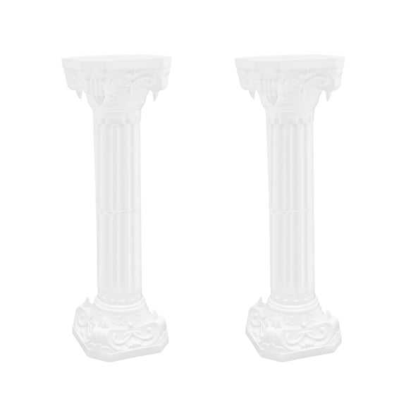 2 Pcs Columns and Pillars, White Pillars for Wedding Roman Column Set, Columns Plastic Greek Roman Column Pedestal Stand, Flower Pedestal for Party Event Decoration
