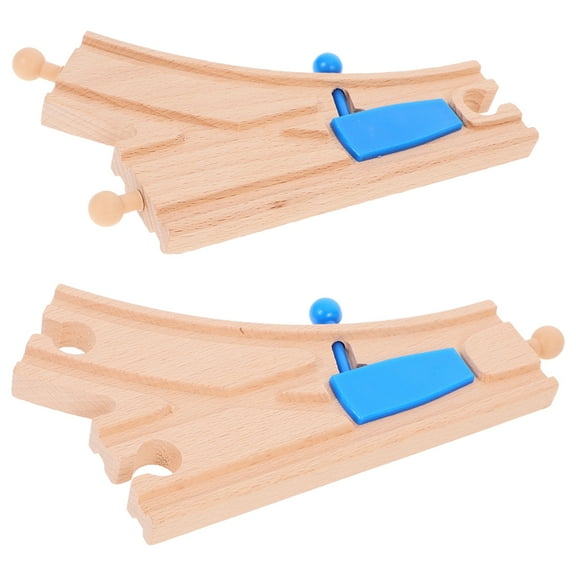 SASABAXI Train Tracks Wooden Children Interactive Play 2Pcs 6.8X3.7X0.5In