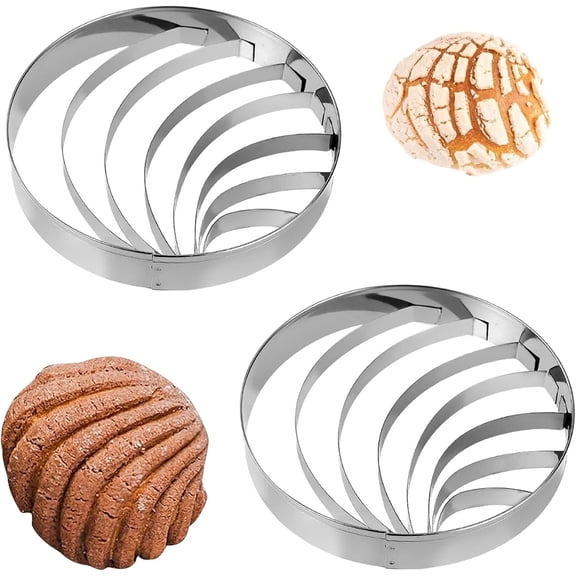 2 Pcs Concha Cutter Bread Mold,Stainless Steel,Concha Cutter,Concha Stamp,Conchas,Donut Cutter For Mexican Coffee And Hot Chocolate, Perfect For Day Of The Dead & Mexican Theme Parties(4.1in)
