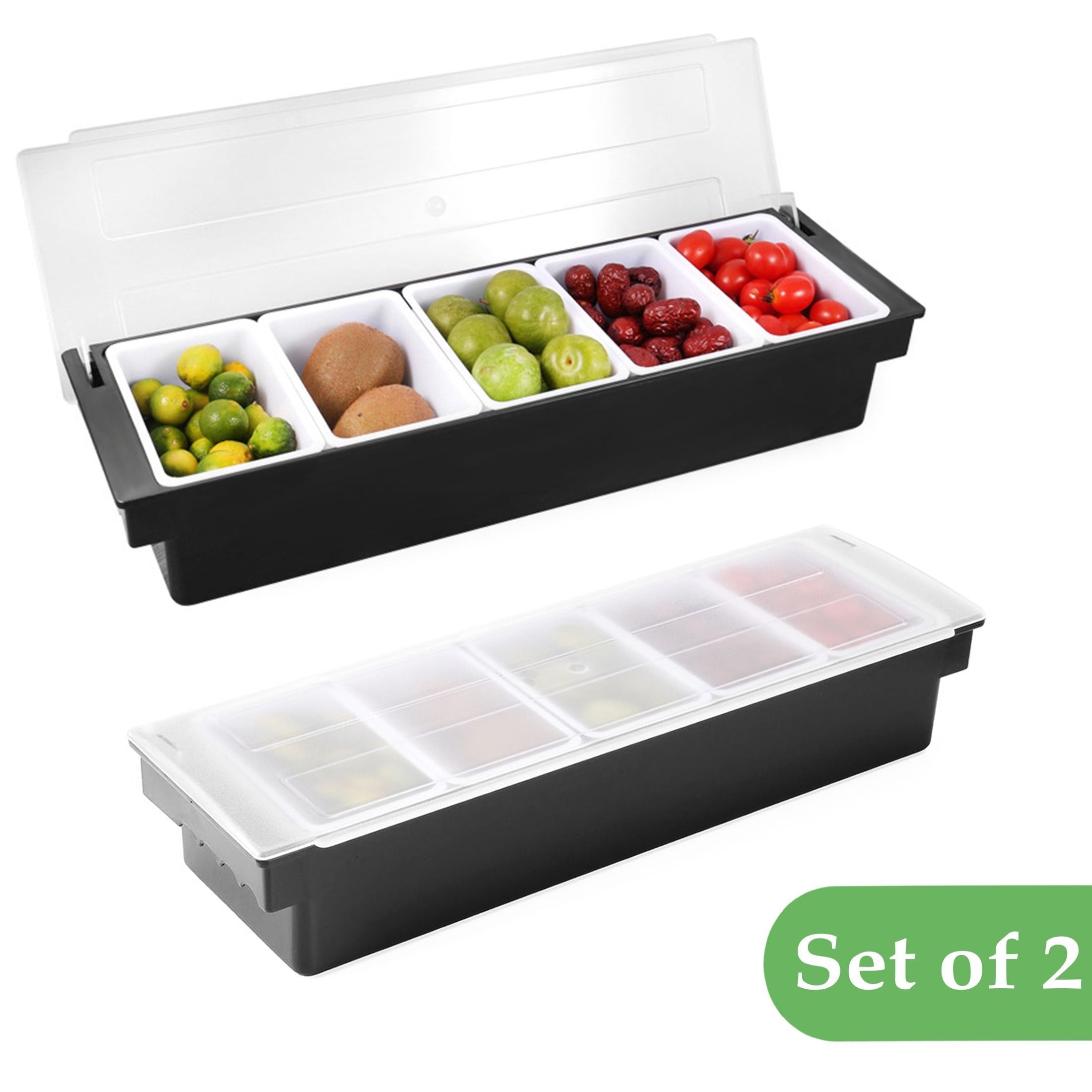 BEAMNOVA Chilled Condiment Server with Lid, 5 Compartments Ice Chilled