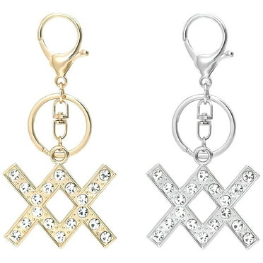 2 Pcs Constellation Keychain, Gold and Silver, Alloy Rhinestones Keychain, keychain Accessories - Style:Aquarius;