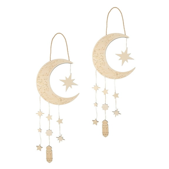 2pcs Shape Home Decorations for Eid DIY Crafts Party Rustic Wall Hanging Beige