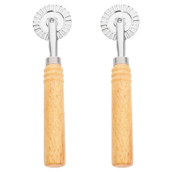 SHOWERORO 2Pcs Alloy Noodle Lattice Roller Cutter for Homemade Pasta and Pizza Dough with Multi Color Handle