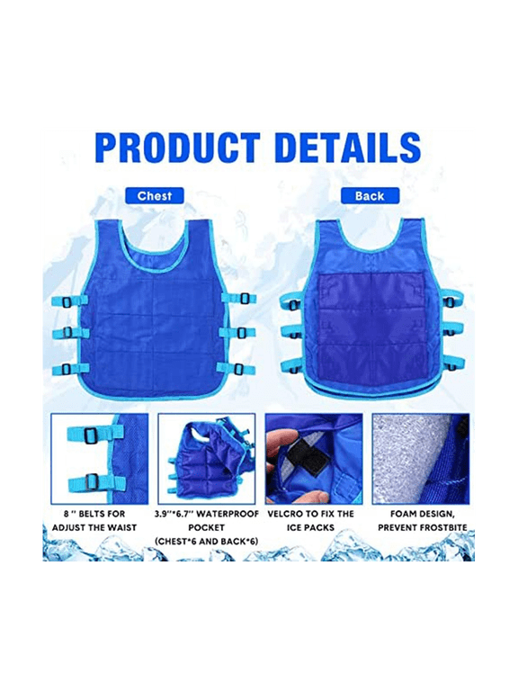 2 Pcs Cooling Vest With 48 Pcs Ice Pack Adjustable Ice Vest for Men Women Hot Weather Working Running Fishing Cycling