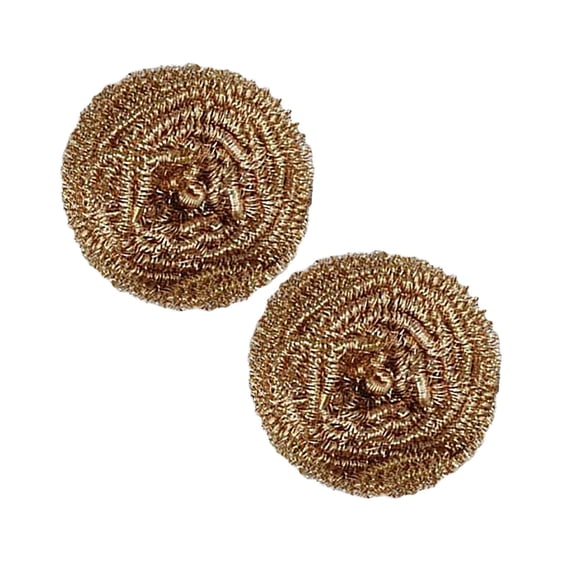 2 Pcs Copper Coated Scourers Copper Scrubber Pad Scrubber Scrubbing Scouring Pad Sponges Clean Pot Pan Used for Dishes, Pots, Pans, and Ovens. Easy scouring for Tough Kitchen Cleaning, 1.57", Small