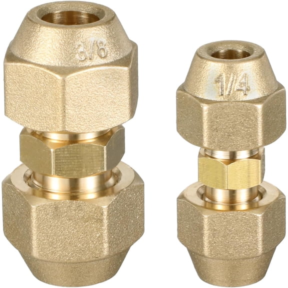 2 Pcs Copper Pipe Extension Joint Connectors, 1/4" and 3/8" HVAC Pipe Coupling Adapters with Flare Nuts Air Conditioning Pipes Connectors Free Welding flare fittings for Butt Copper Tube